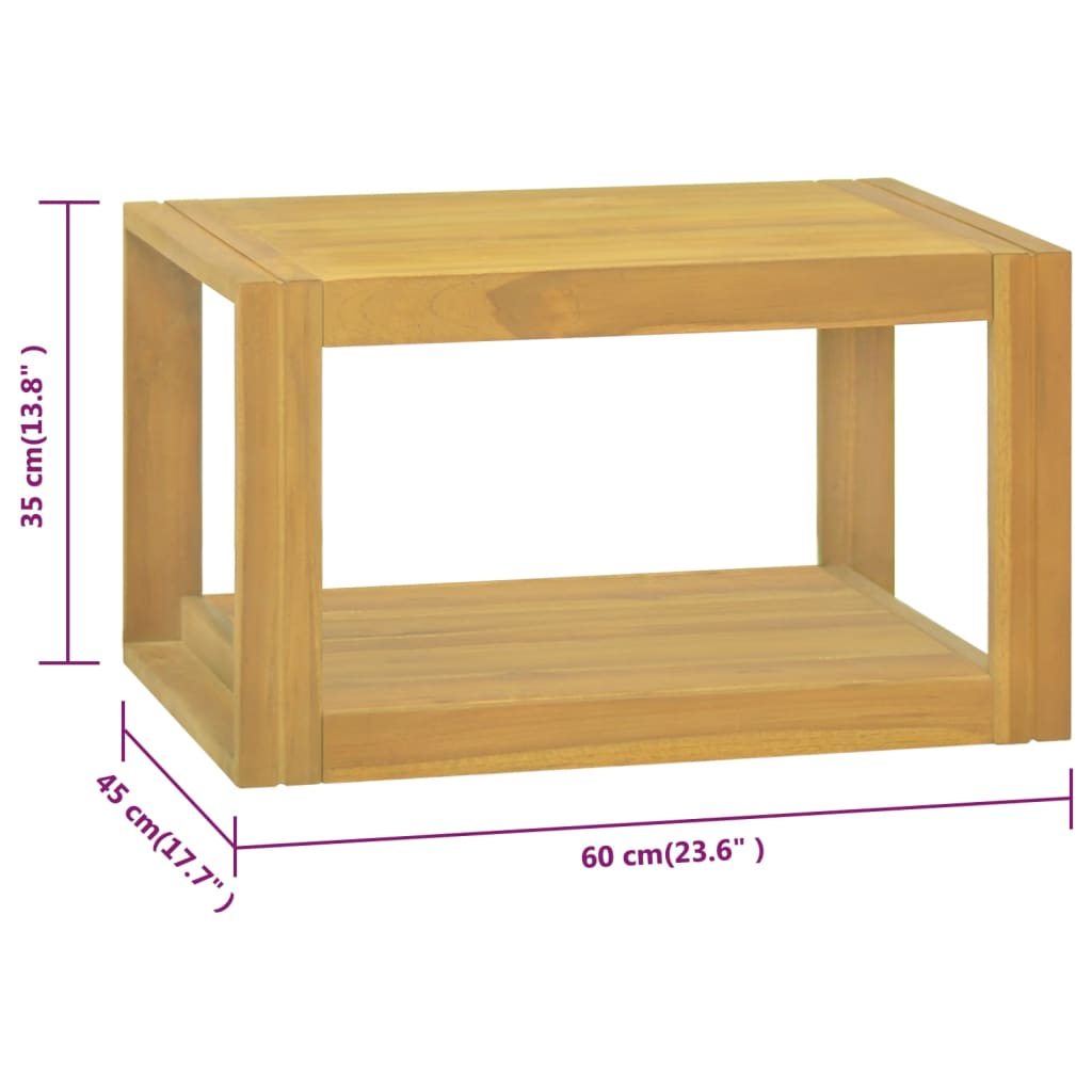 væghængt badeværelsesskab 60x45x35 cm massivt teaktræ