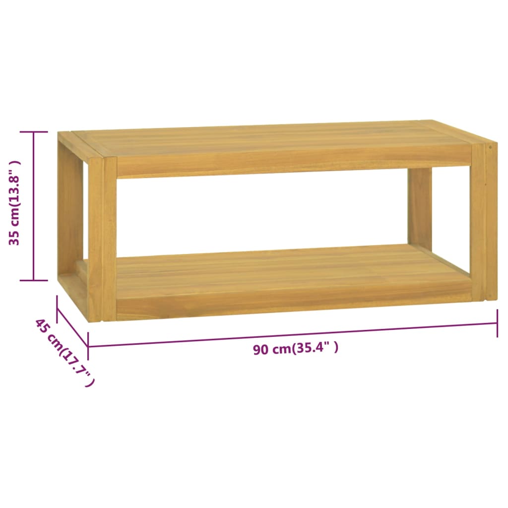 væghængt badeværelsesskab 90x45x35 cm massivt teaktræ