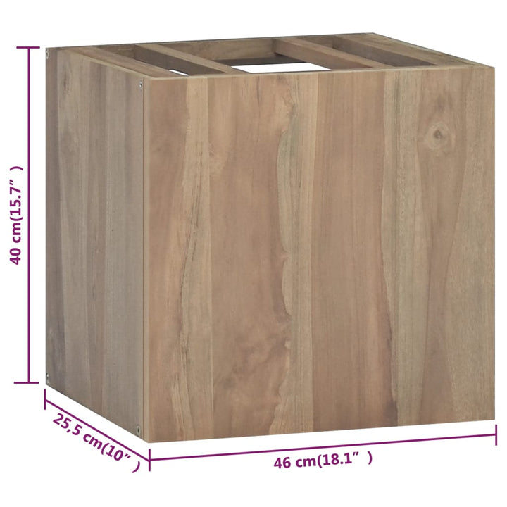væghængt badeværelsesskab 46x25,5x40 cm massivt teaktræ