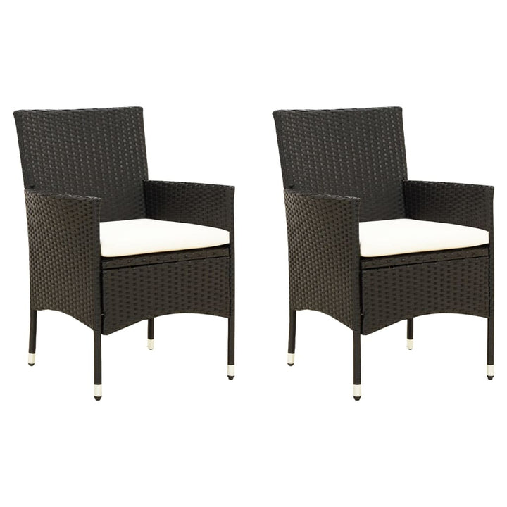 havestole med hynder 2 stk. polyrattan sort