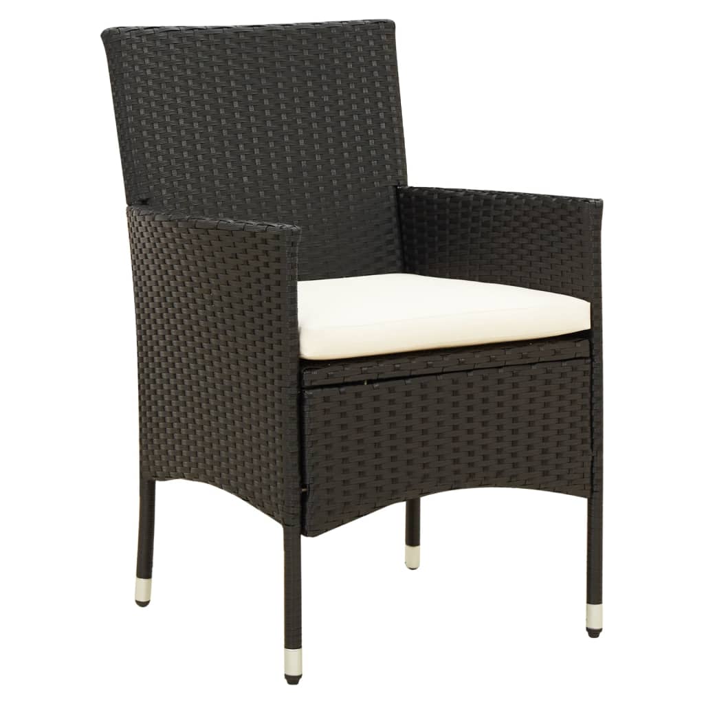 havestole med hynder 2 stk. polyrattan sort