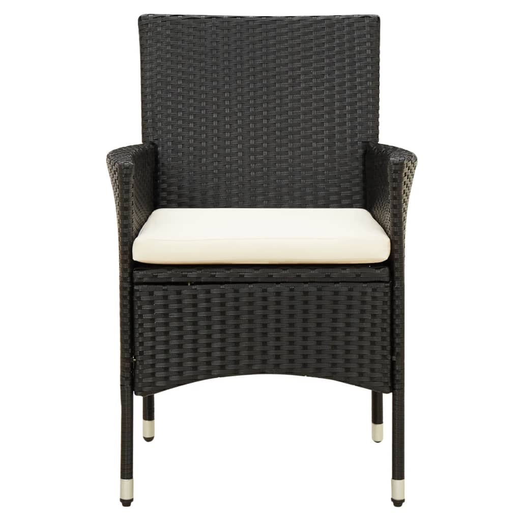 havestole med hynder 2 stk. polyrattan sort
