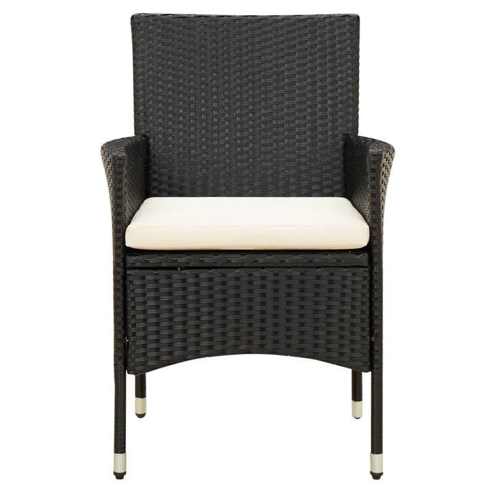 havestole med hynder 2 stk. polyrattan sort