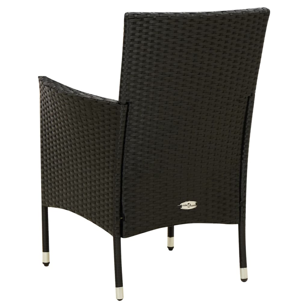 havestole med hynder 2 stk. polyrattan sort