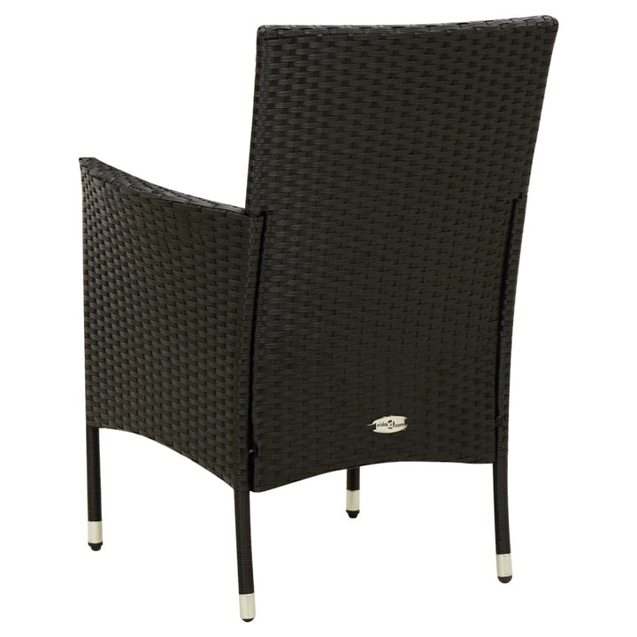 havestole med hynder 2 stk. polyrattan sort