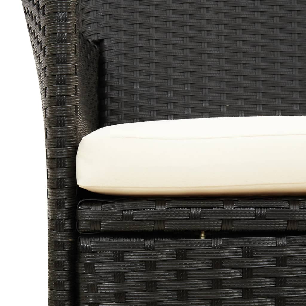 havestole med hynder 2 stk. polyrattan sort