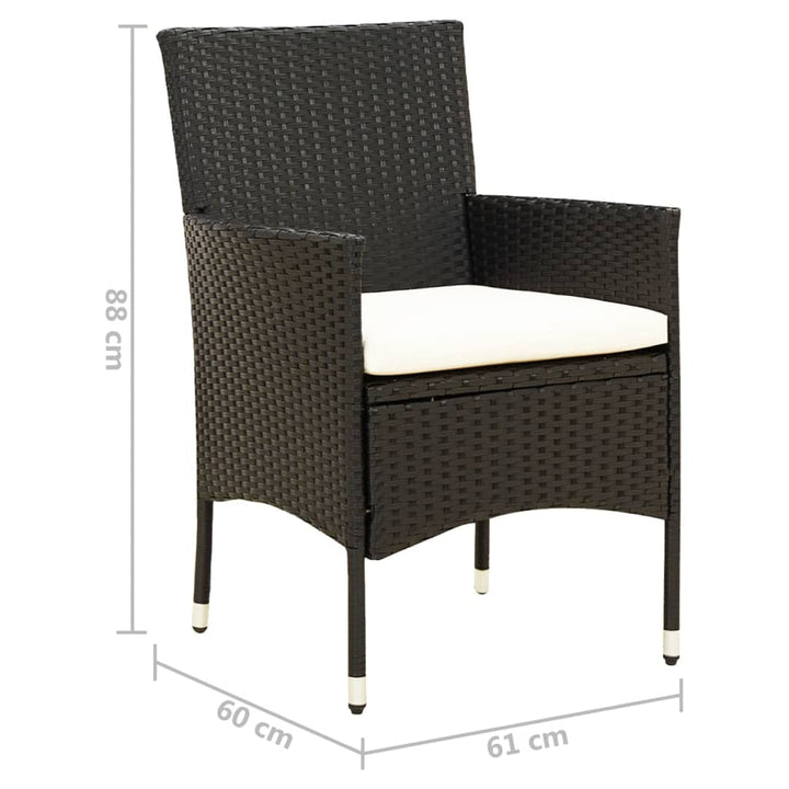 havestole med hynder 2 stk. polyrattan sort