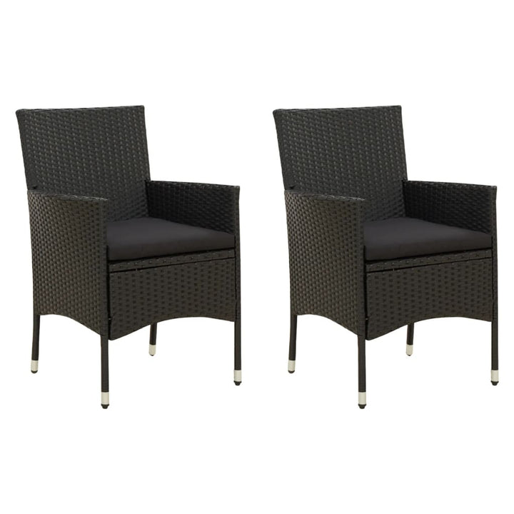 havestole med hynder 2 stk. polyrattan sort