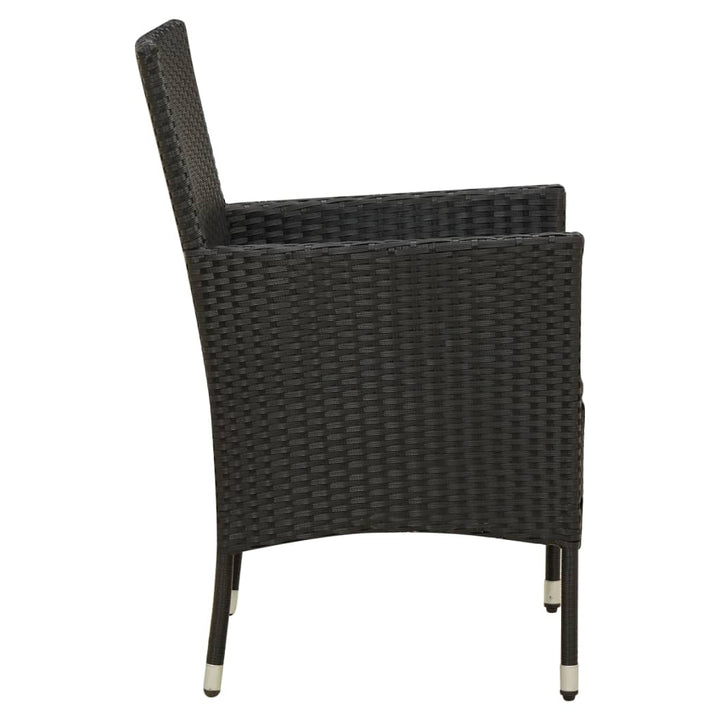 havestole med hynder 2 stk. polyrattan sort