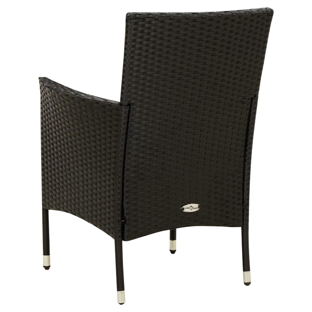 havestole med hynder 2 stk. polyrattan sort