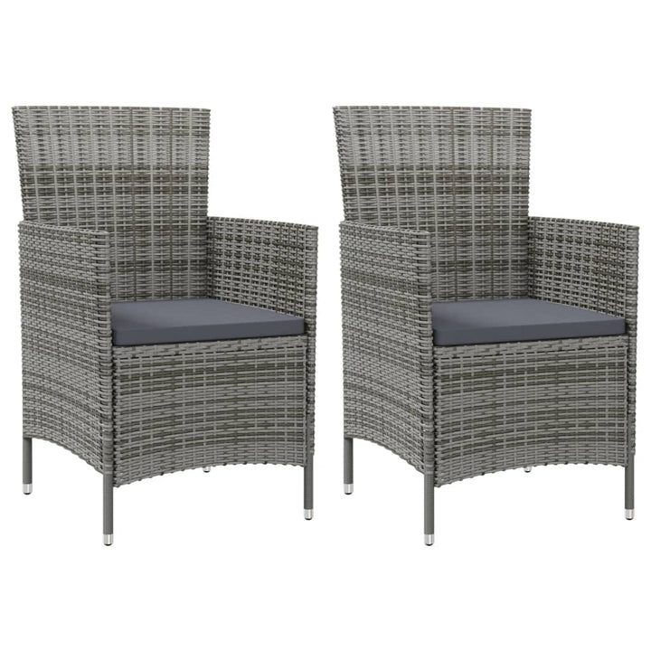 havestole med hynder 2 stk. polyrattan grå