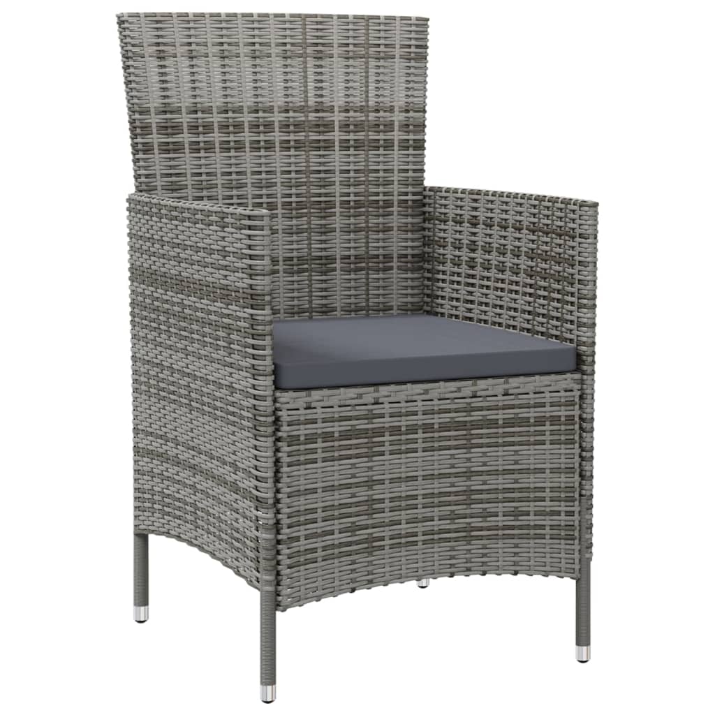 havestole med hynder 2 stk. polyrattan grå