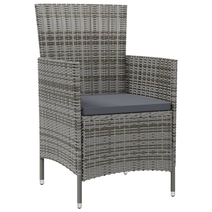 havestole med hynder 2 stk. polyrattan grå