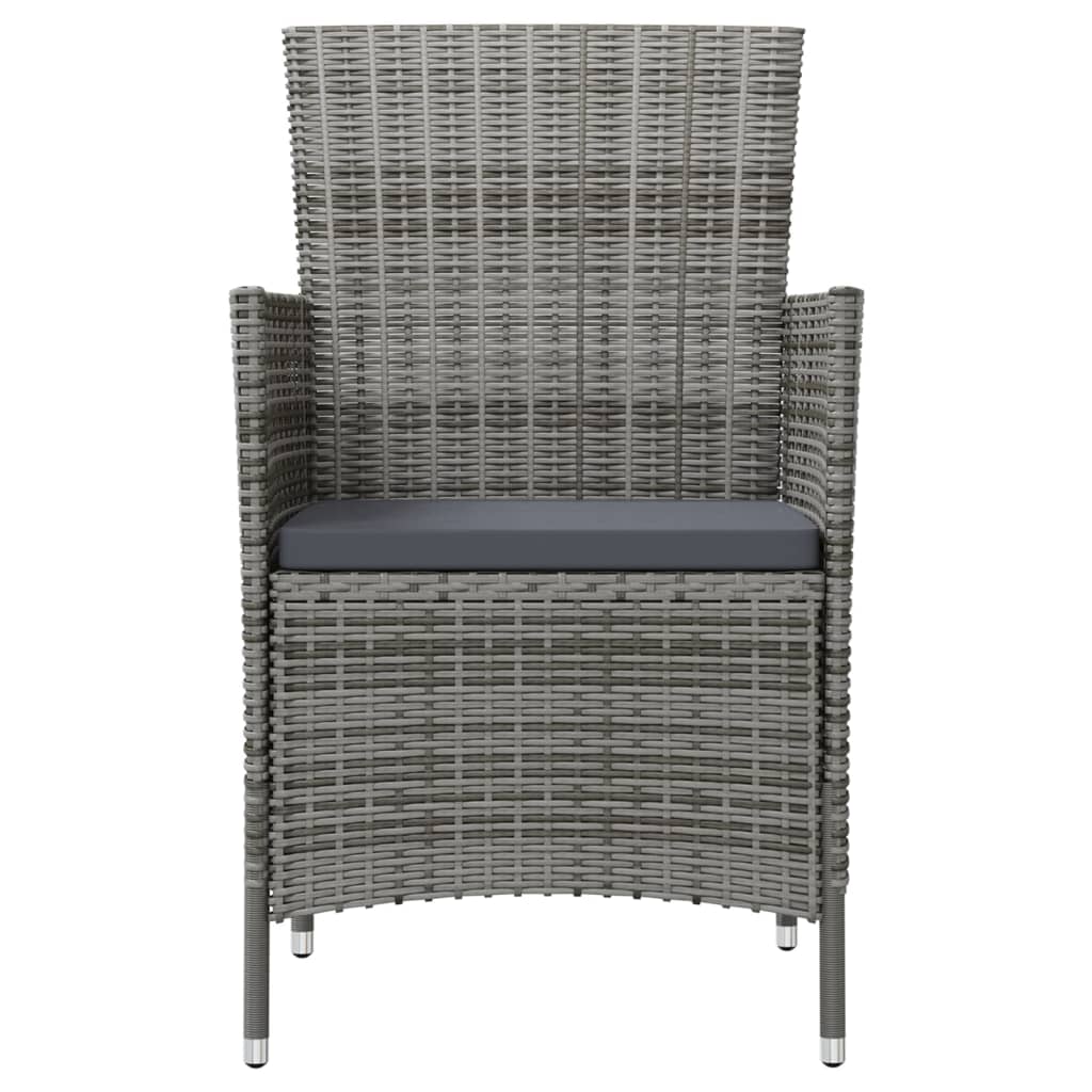 havestole med hynder 2 stk. polyrattan grå