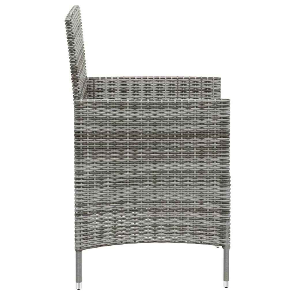 havestole med hynder 2 stk. polyrattan grå