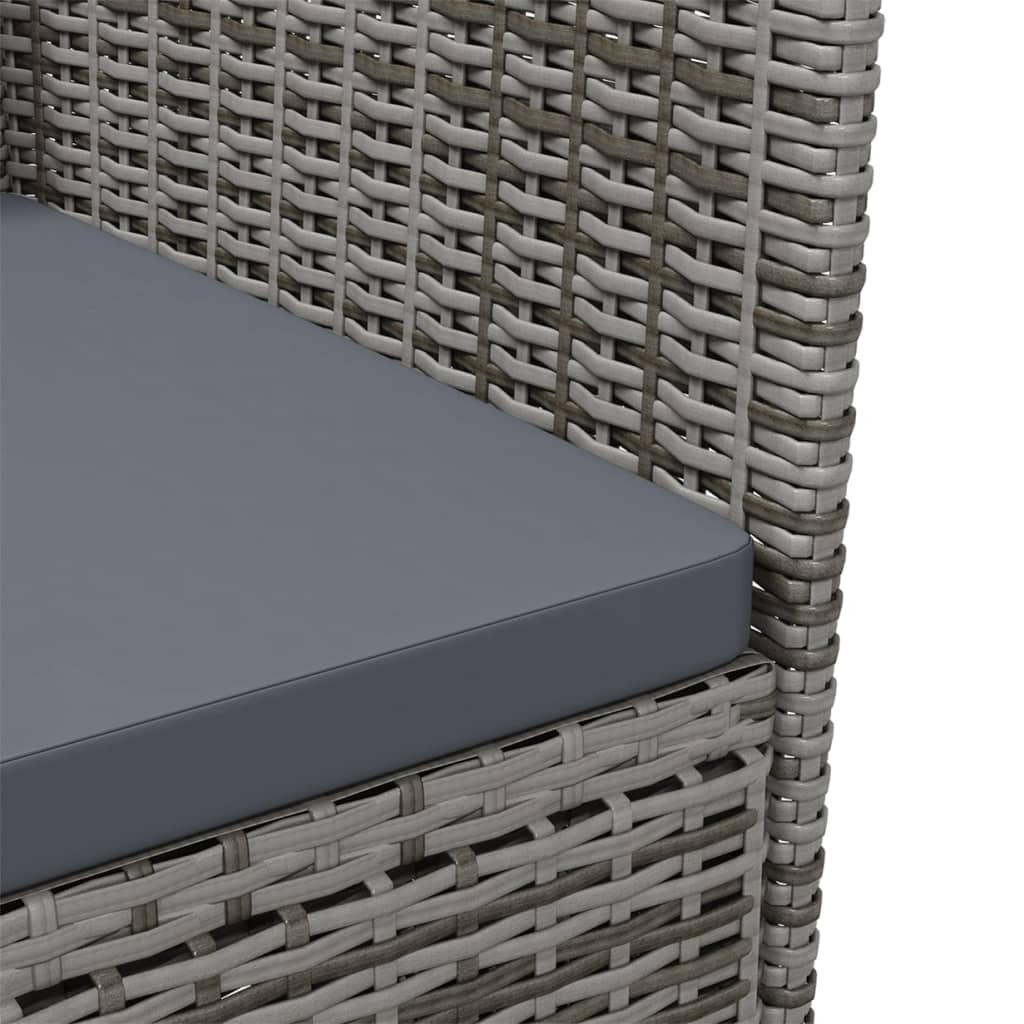 havestole med hynder 2 stk. polyrattan grå
