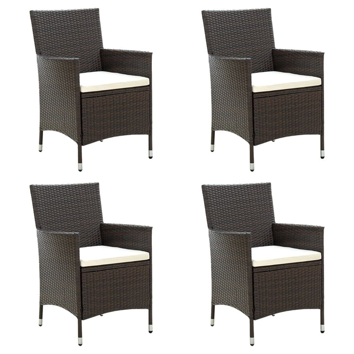 havestole med hynder 4 stk. polyrattan brun