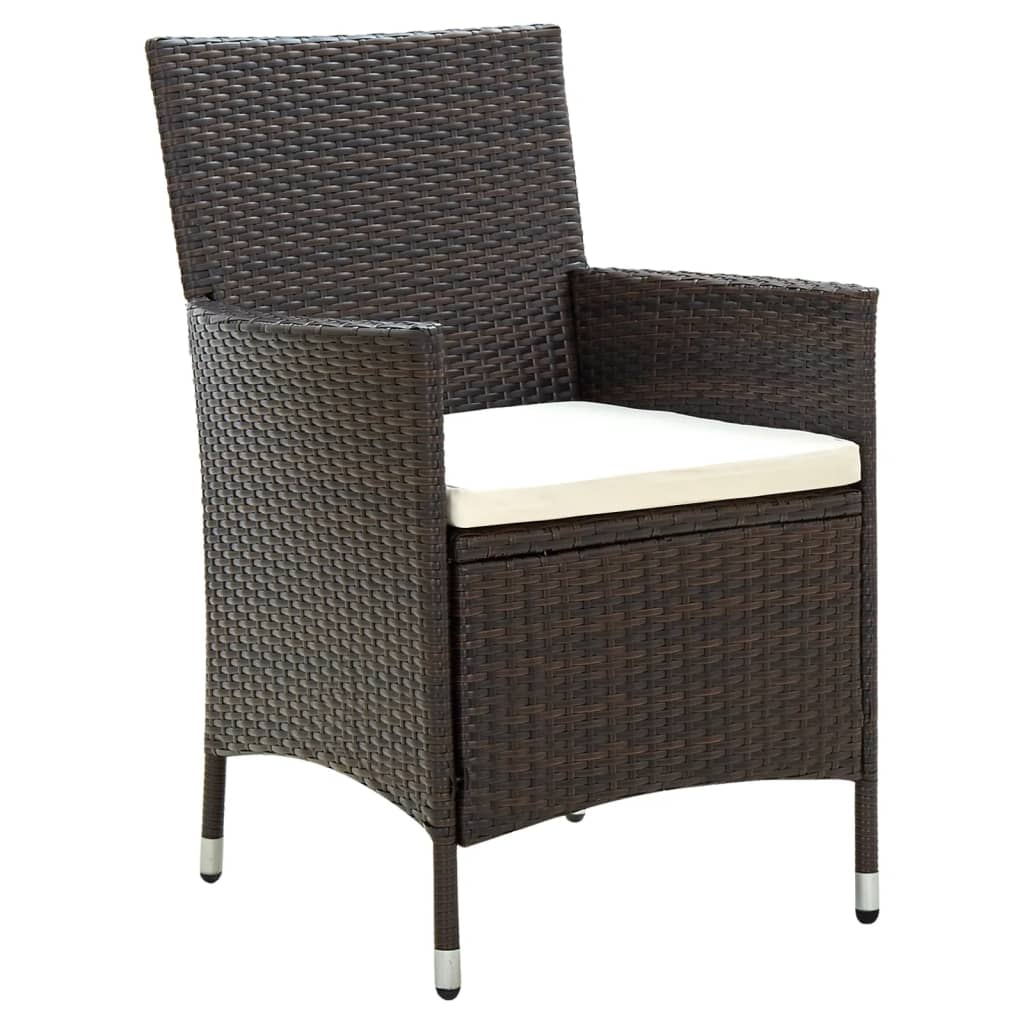 havestole med hynder 4 stk. polyrattan brun