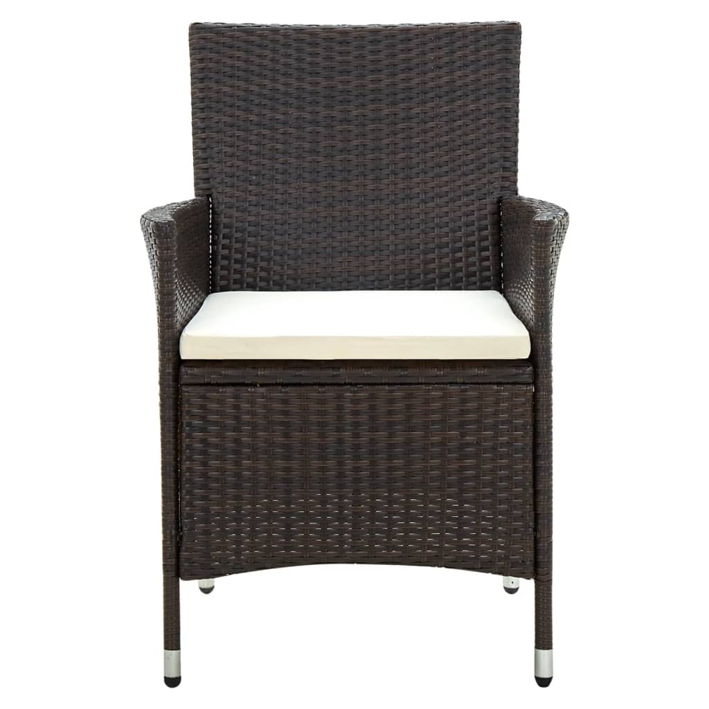 havestole med hynder 4 stk. polyrattan brun
