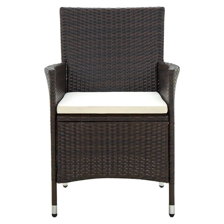 havestole med hynder 4 stk. polyrattan brun