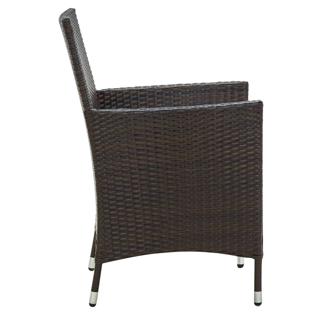 havestole med hynder 4 stk. polyrattan brun