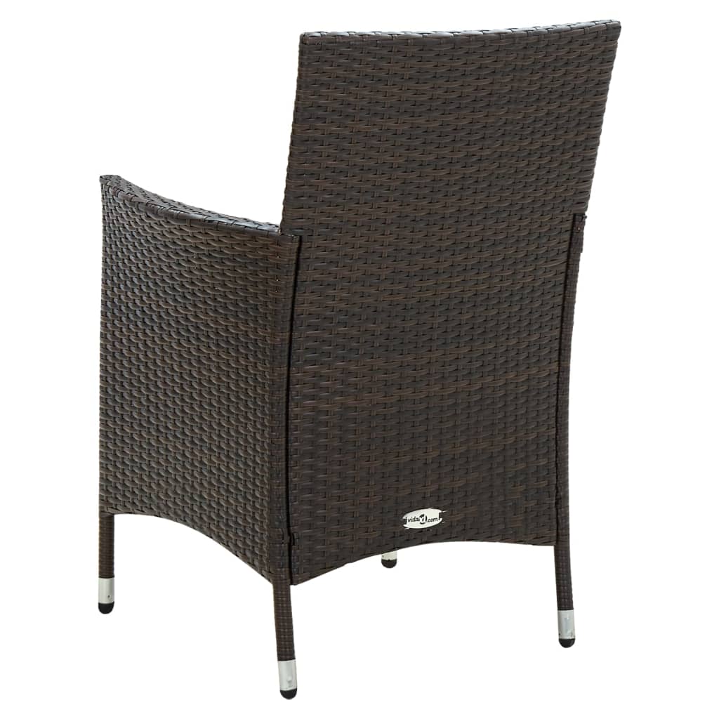 havestole med hynder 4 stk. polyrattan brun