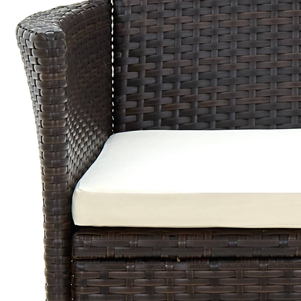 havestole med hynder 4 stk. polyrattan brun