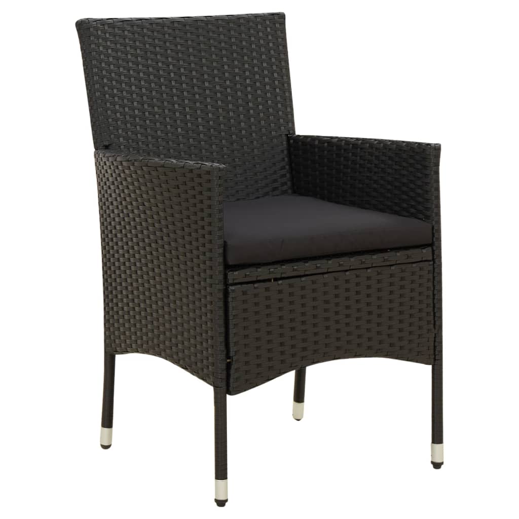 havestole med hynder 4 stk. polyrattan sort