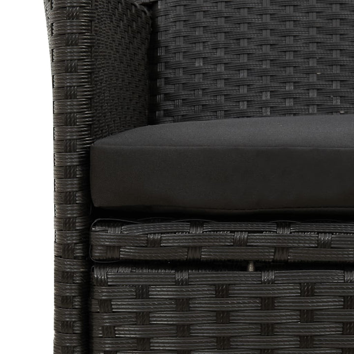 havestole med hynder 4 stk. polyrattan sort