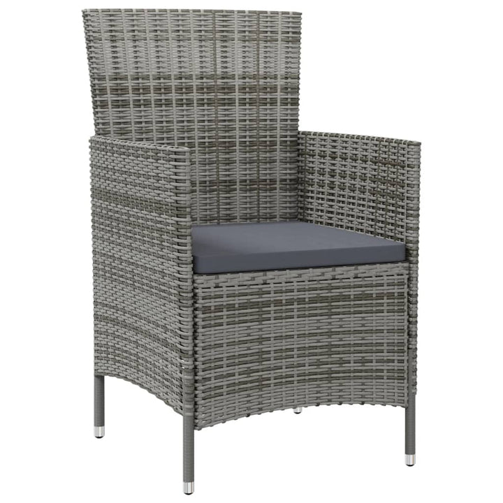 havestole med hynder 4 stk. polyrattan grå