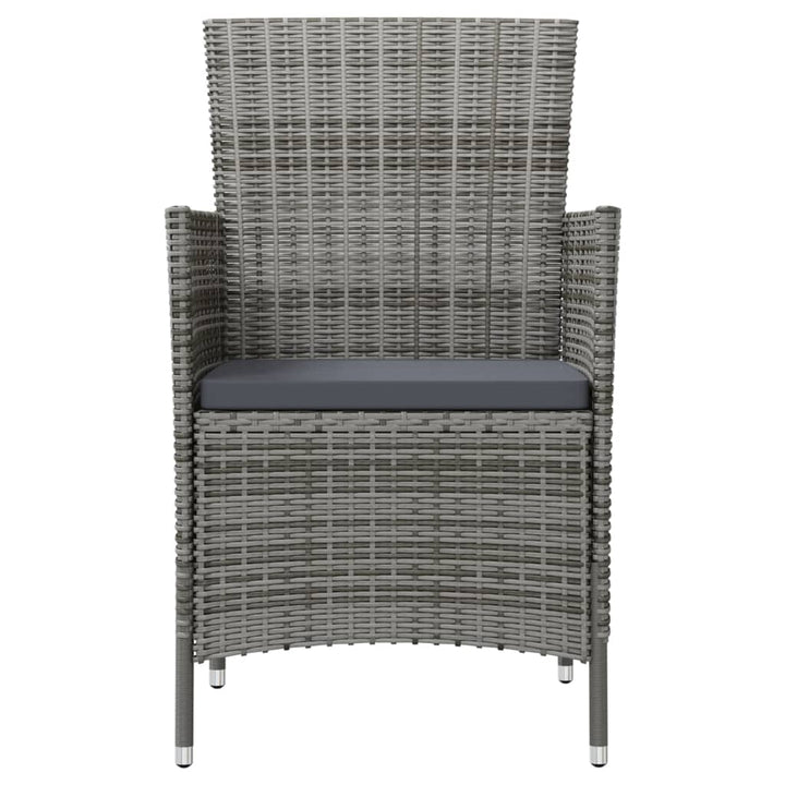 havestole med hynder 4 stk. polyrattan grå