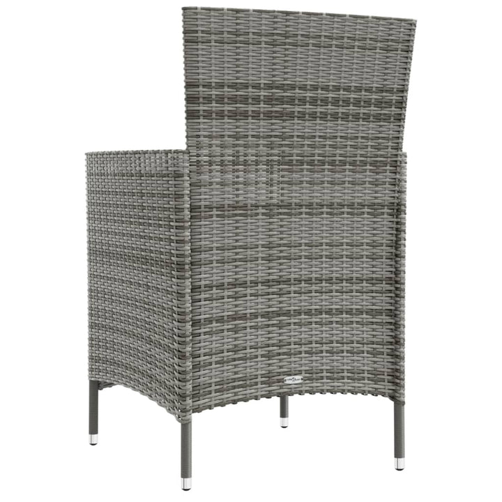havestole med hynder 4 stk. polyrattan grå