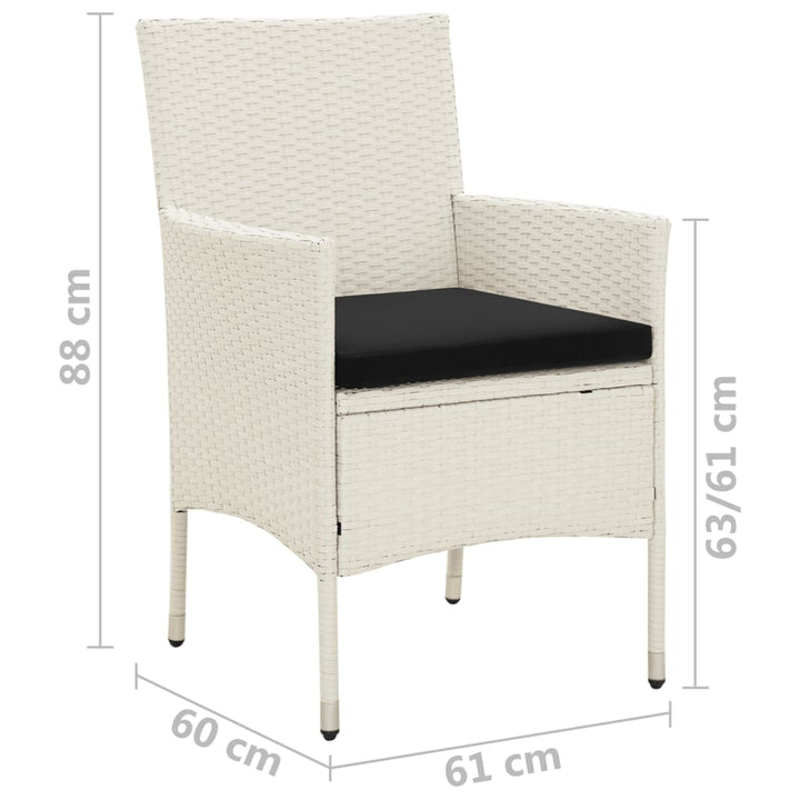 havestole med hynder 4 stk. polyrattan hvid