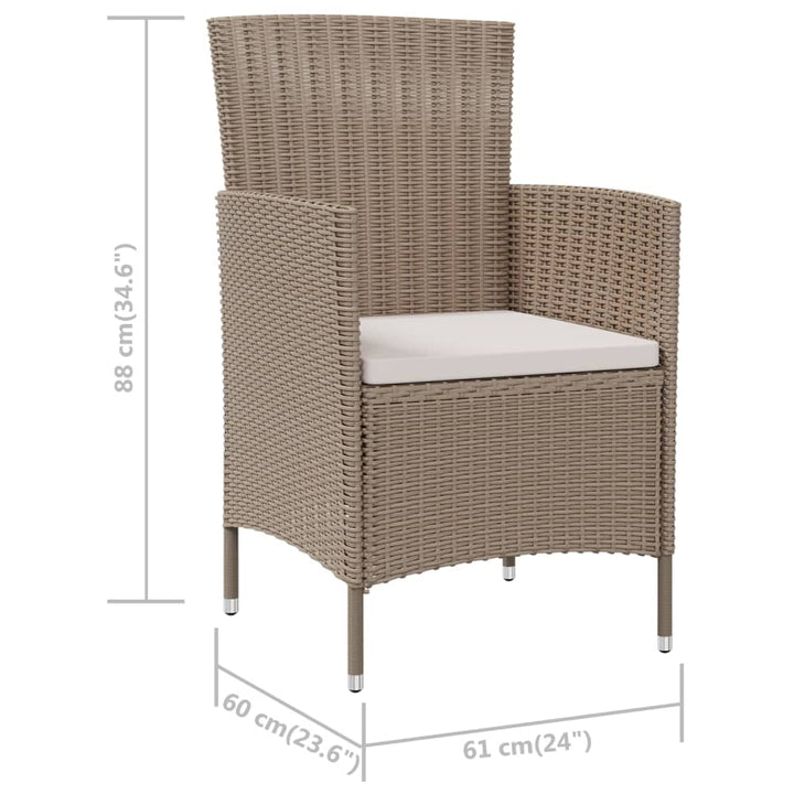 havestole med hynder 4 stk. polyrattan beige