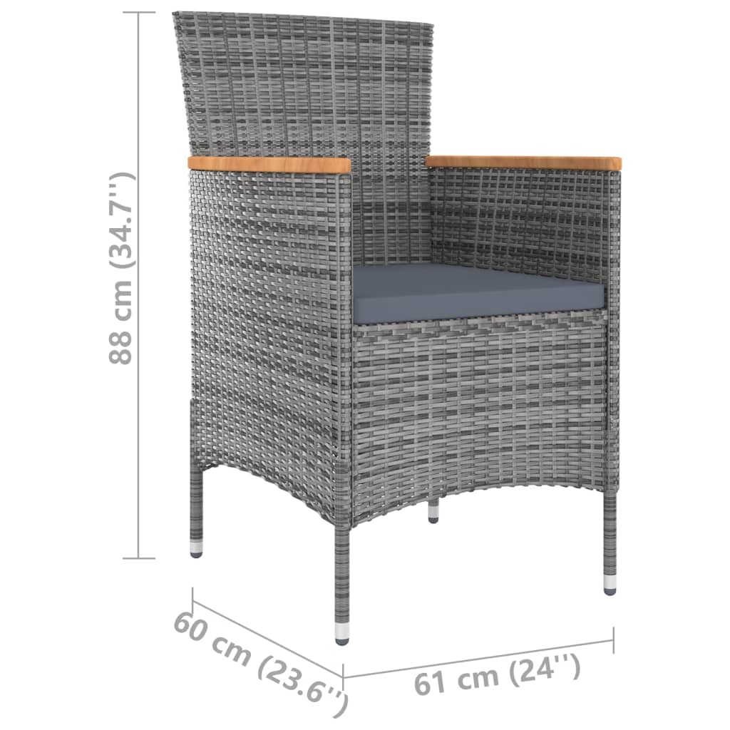havestole 4 stk. polyrattan grå