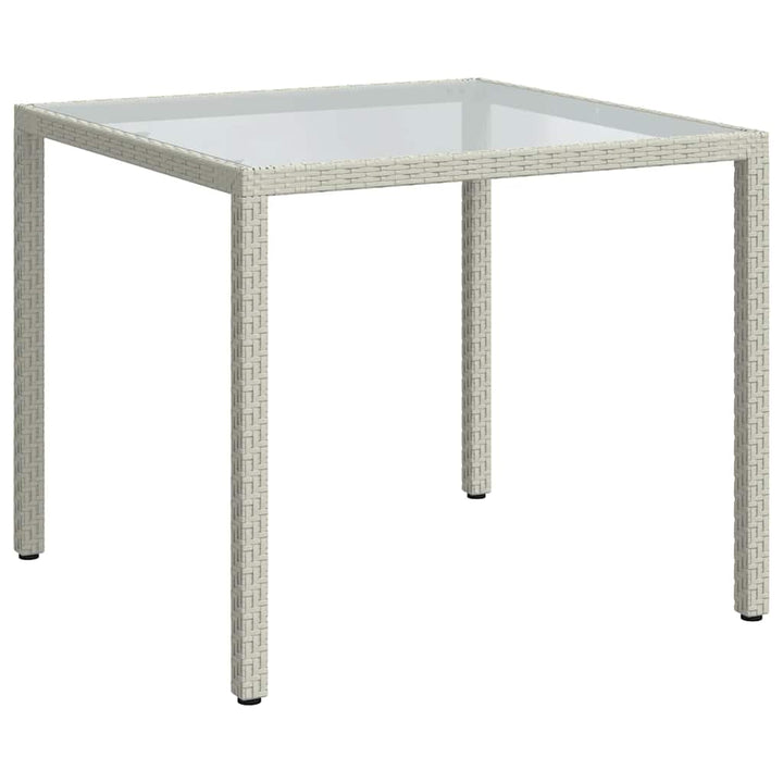 havebord 90x90x75 cm hærdet glas og polyrattan hvid