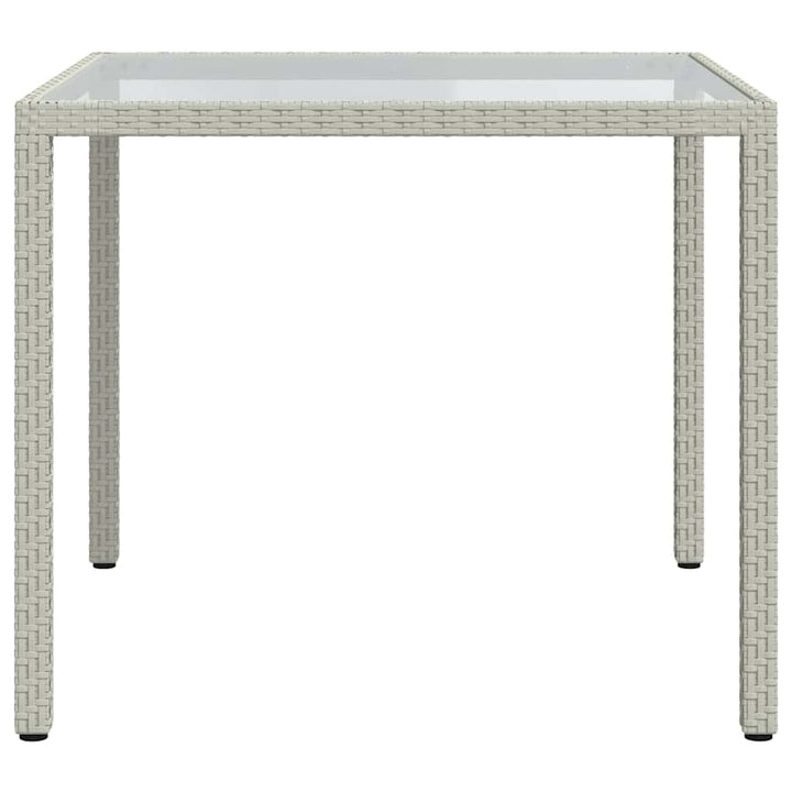 havebord 90x90x75 cm hærdet glas og polyrattan hvid