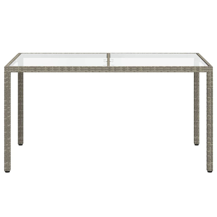 havebord 150x90x75 cm hærdet glas og polyrattan grå