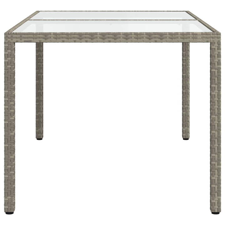 havebord 150x90x75 cm hærdet glas og polyrattan grå