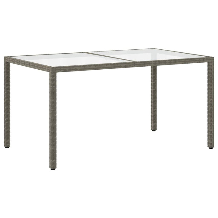 havebord 150x90x75 cm hærdet glas og polyrattan grå