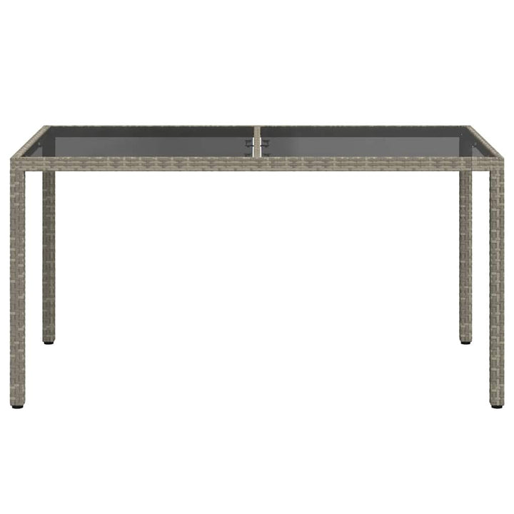 havebord 150x90x75 cm hærdet glas og polyrattan grå