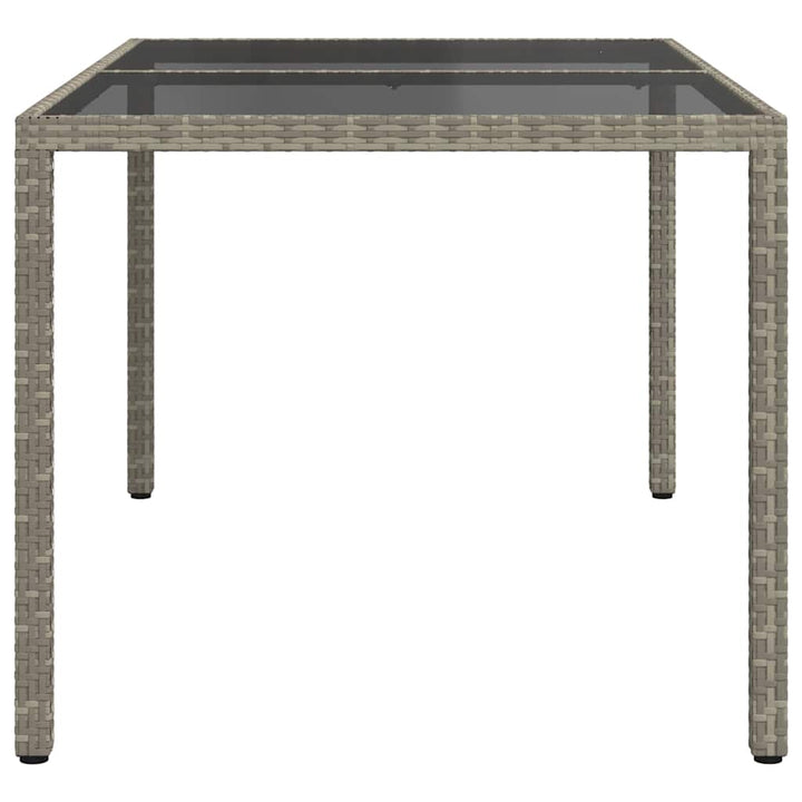havebord 150x90x75 cm hærdet glas og polyrattan grå