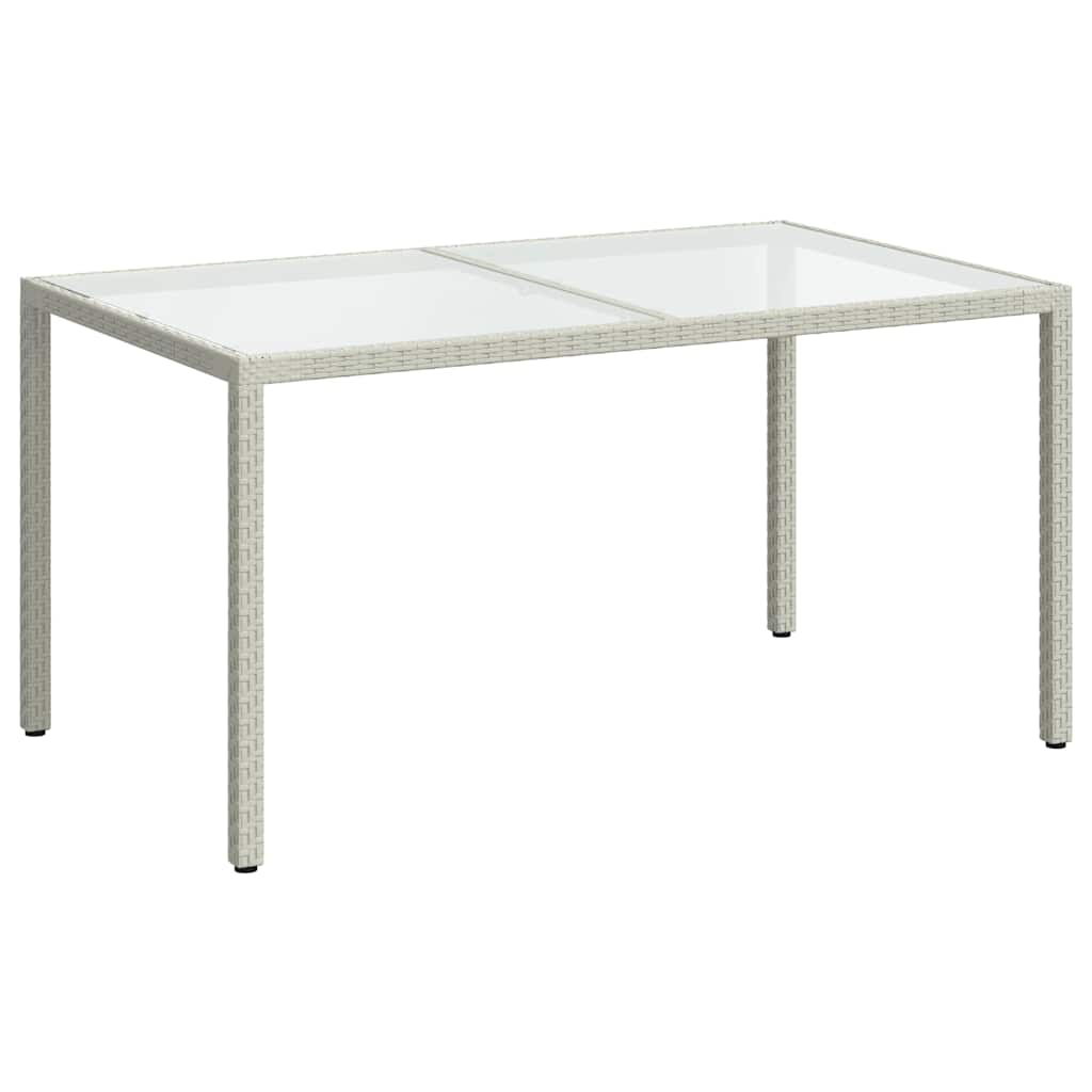 havebord 150x90x75 cm hærdet glas og polyrattan hvid