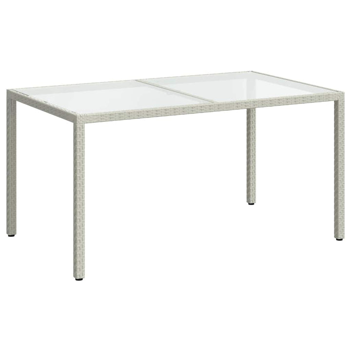 havebord 150x90x75 cm hærdet glas og polyrattan hvid