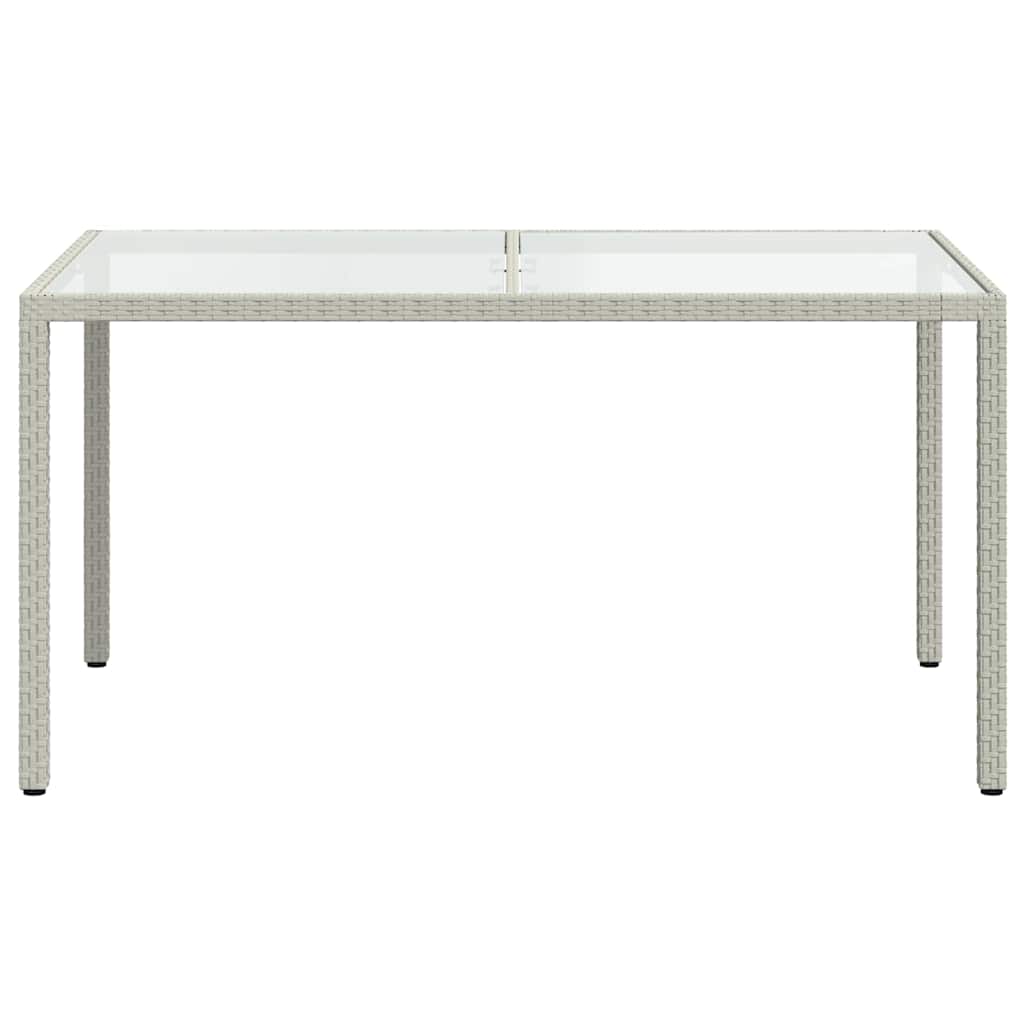 havebord 150x90x75 cm hærdet glas og polyrattan hvid