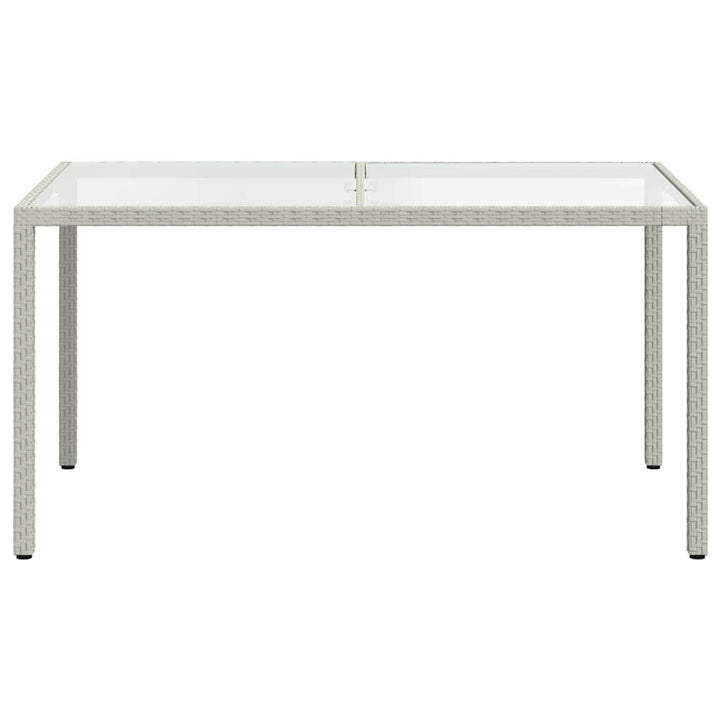 havebord 150x90x75 cm hærdet glas og polyrattan hvid