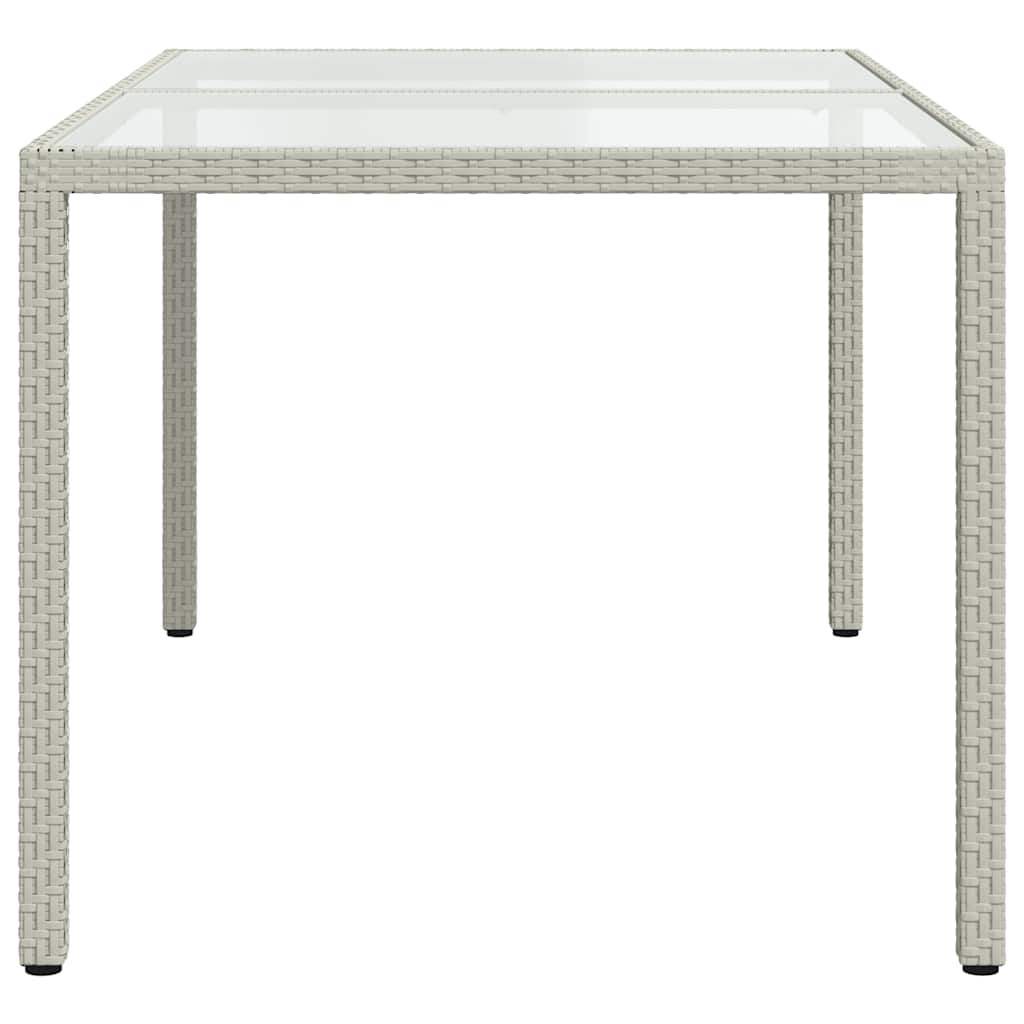 havebord 150x90x75 cm hærdet glas og polyrattan hvid