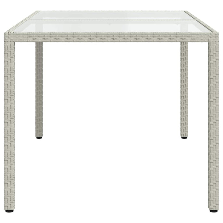 havebord 150x90x75 cm hærdet glas og polyrattan hvid