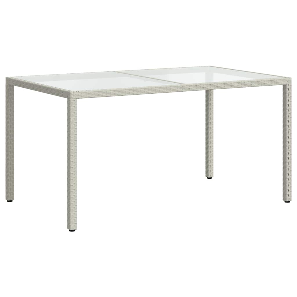havebord 150x90x75 cm hærdet glas og polyrattan hvid