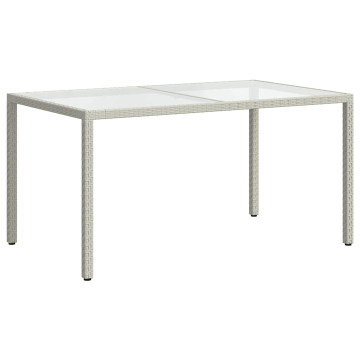 havebord 150x90x75 cm hærdet glas og polyrattan hvid